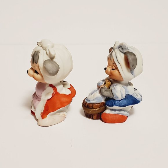Vtg Taiwan Ceramic Figurines Smiling Mouse - Picture 6 of 9